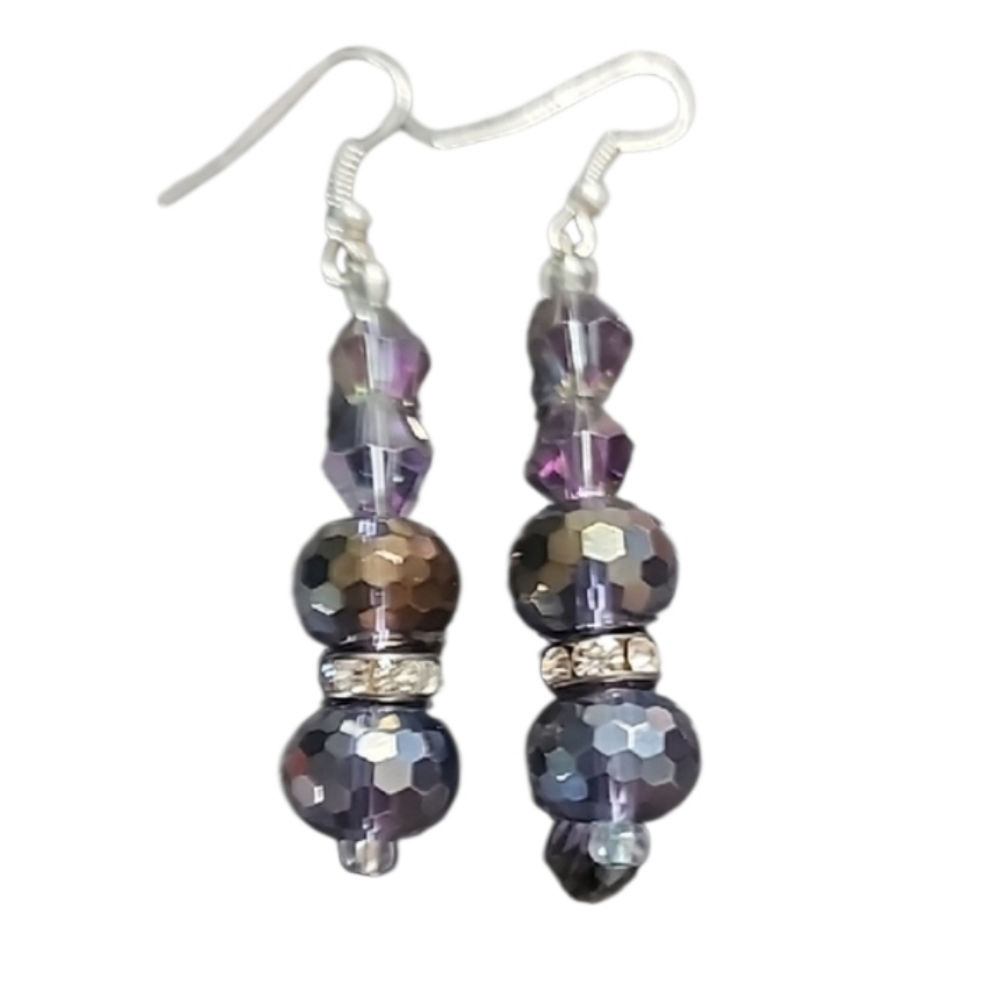 💥4 for $20💥Purple Silvertone Dangle Earrings